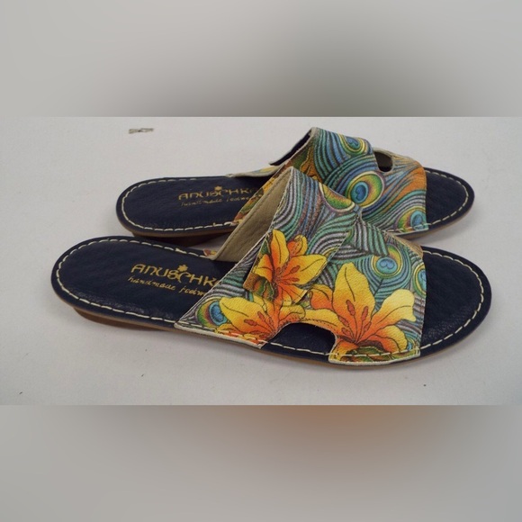 ANUSCHKA Women’s Peacock Lily Slip on Sandals size 40 - Picture 2 of 3